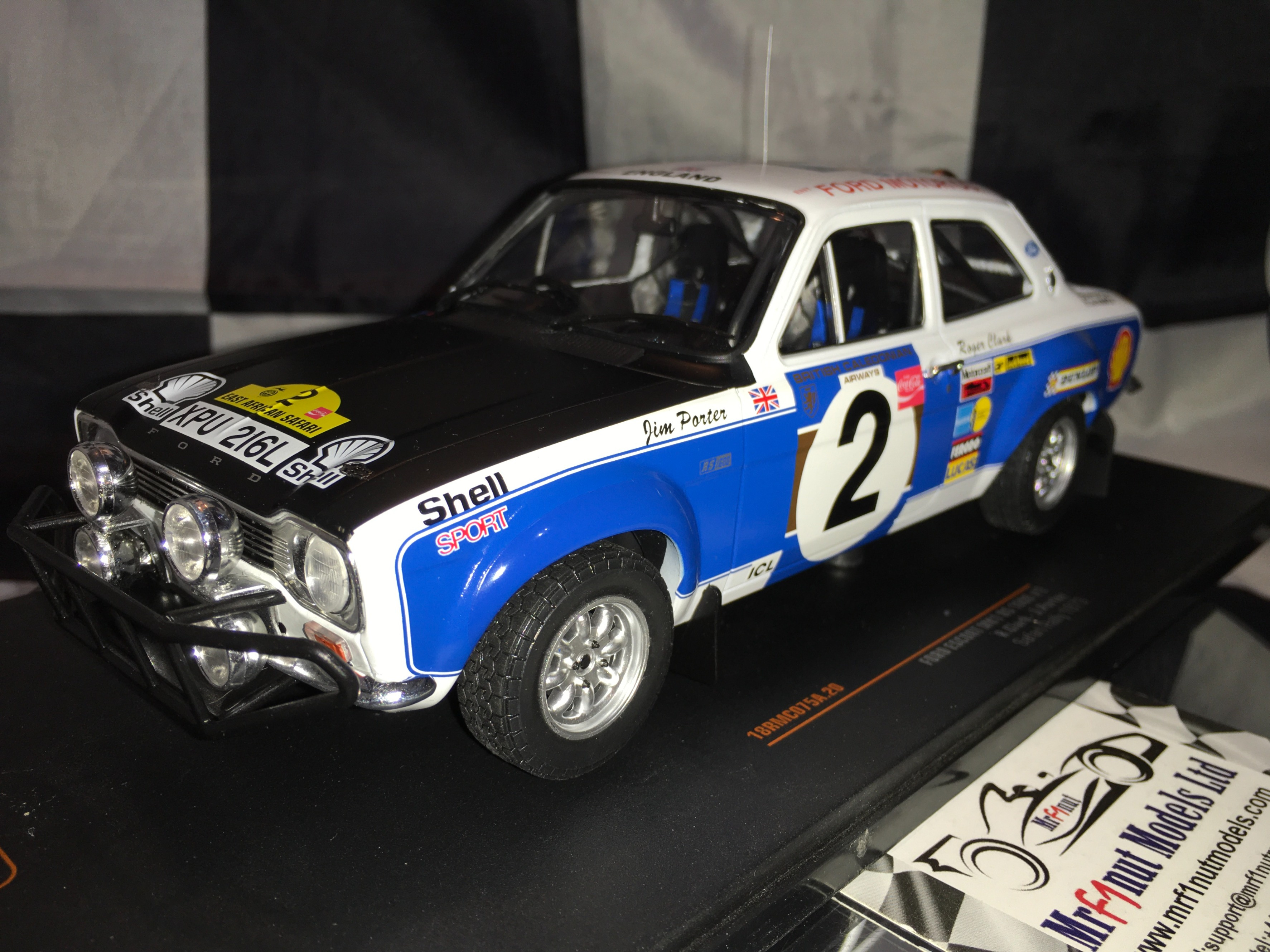 Ford Escort MKI RS 1800 Safari Rally 1973 – Miniature IXO échelle 1/18, Métal Monté, Neuve